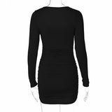 Women Dresses Spring V Long Sleeve Slim Fit Dress