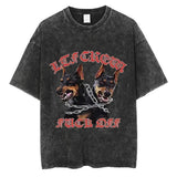 Rottweiler Doberman Vintage Washed T Shirt Men's Hip Hop