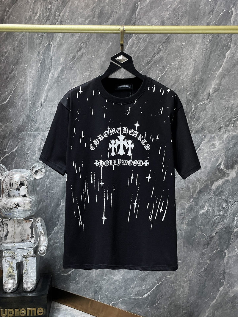 Chh Chrome Hearts T Shirts Sanskrit Star Splashing Ink Casual Sports Men's and Women's Short Sleeve T-Shirts