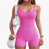 Women Jumpsuit Summer Yoga Romper Jumpsuit Rib Spaghetti Strap Sexy Jumpsuit