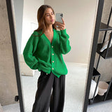 Ladies Leisure Knitwear Loose Knitted Sweater Women Casual Solid Color Autumn and Winter Cardigan