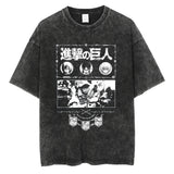 2024 Japanese Anime Graphic T Shirt Black Washed T-Shirt