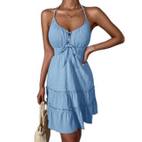 Women Dress Mini Dress Sexy Backless Spaghetti Straps Dress