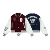 Unisex Jacket Autumn Leather Sleeve Brushed Baseball Uniform