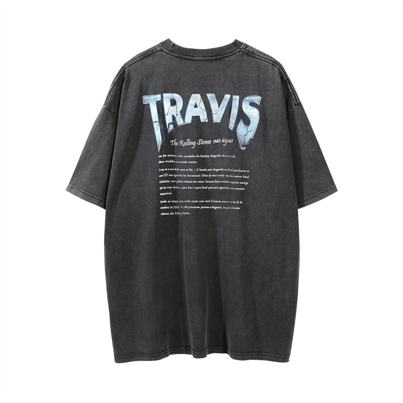 Men's Vintage T-Shirt Short-Sleeved T-shirt Men's Casual Loose round Neck