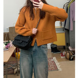 Women Knitted Cardigan Double Zipper Short Sweater Cardigan Loose Sweater Coat
