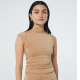 Women T-shirt Summer Turtleneck Sleeveless Vest Top