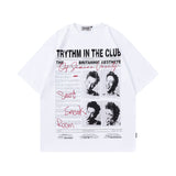 Men T Shirt Vintage Rock Style Graffiti Printing Couple Short Sleeve T-shirt