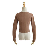 Women Sweater Knitwear Short Slim Fit Small V-neck Long-Sleeve Knitwear