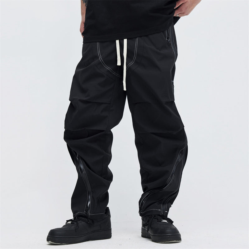 Men Sweatpants Waterproof Zipper Overalls Tactical Pants Baggy Pants