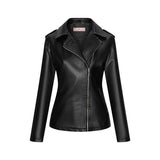 Red Leather Jacket Fall Winter Coat Women Lapel PU Leather Jacket Leather Coat Women