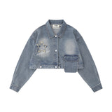 Women Jacket XINGX Affixed Cloth Embroidered Detachable Denim Jacket