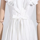 Women Dresses Spring V-neck Dress Long Dress (Qymy0409)