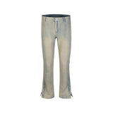 MIJKO Men's Vintage Pants MIJKO Button Trousers Men's and Women's Washed Old Wide Feet Trendy Jeans