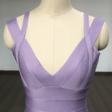 Women's Evening Dress Purple Bandage Dress Sexy V-neck Dress Backless Dress Hip Skirt