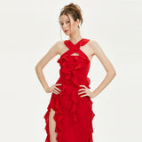 Women Dresses Sexy Dress High Red Dress Skirt (Zns0409)