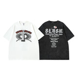Men T Shirt Vintage Cross Wash Short Sleeve T-shirt