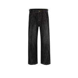 MIJKO Men's Vintage Pants MIJKO Splicing Pants Men's and Women's Waist Straight Jeans