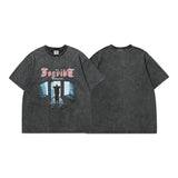 Men T Shirt Summer Retro round Neck Short Sleeves T-shirt Oversize