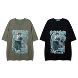 Men T Shirt Vintage Print Short Sleeves T-shirt
