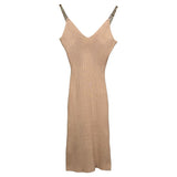 Women Dresses V-neck Skirt with Shoulder Straps Sheath Knitted Dress Sexy Dress