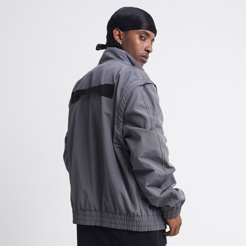 Men Jacket Coat Cotton Jacket Men's Fashion Brand Loose Sleeves Detachable Two-Way Wear Casual Stand Collar Cotton Jacket