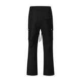 Men Sweatpants Multi-Pocket Slacks Loose Rivet Zipper Split Wide Leg Pants