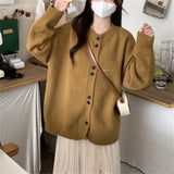 Women Knitwear Autumn and Winter round Neck Sweater Coat Female Loose Knitted Cardigan