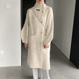 Women Cardigan Sweater Autumn and Winter Sweater Coat Button Turn-down Collar Coat Az2218