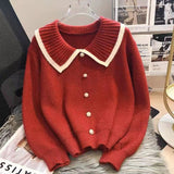Women Knitted Pullover Autumn and Winter Knitting Pullover Sweater Loose Sweater