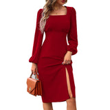 Women Dress Square Collar Dress