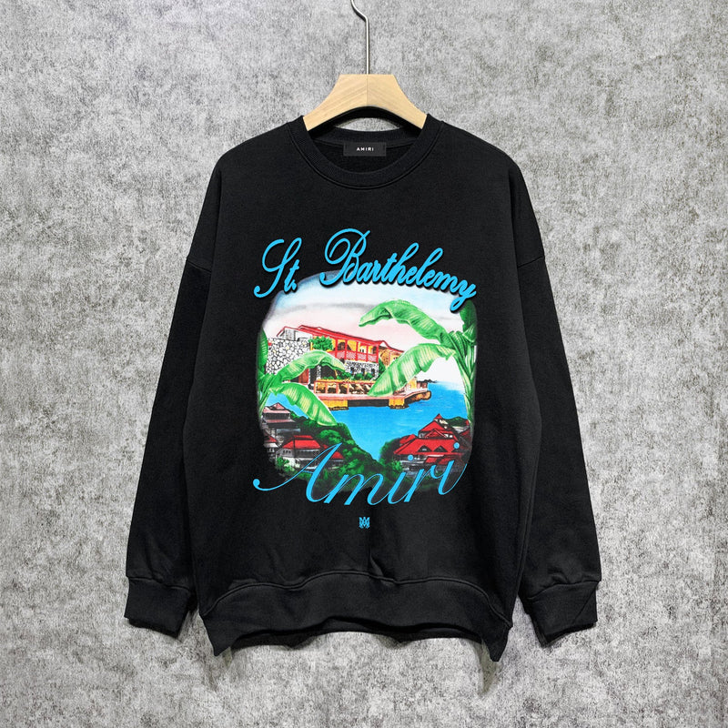 Amiri Long Sleeved Shirt Fashion Brand Crew Sweatshirts round Neck Sweater