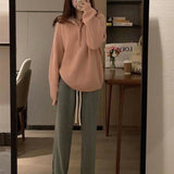 Women Knitwear Autumn and Winter Turtleneck Zipper Sweater Loose Sweater