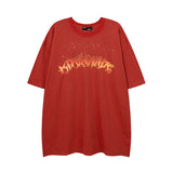 Men T Shirt Flame Print Short Sleeve T-shirt Men and Women Oversize
