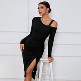 Women Dress off-Shoulder Autumn and Winter Sheath Long Sleeve Sexy Dress