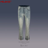 MIJKO Mens Vintage Pants Old Slim Fit Zipper Jeans