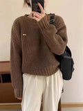 Women Knitted Pullover Sweater Autumn and Winter round Neck Knitwear Top