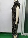 Women Evening Gown Sexy Retro Sequins Dress