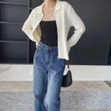 Women Cardigan Sweater Autumn Sweater Coat Casual Long Sleeve Zipper Knitted Top Polo Collar Women's Cardigan 8t8269