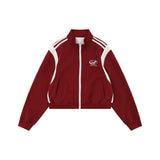 Women Jacket Autumn and Winter Loose Stand Collar Long Sleeve Casual Zipper Jacket