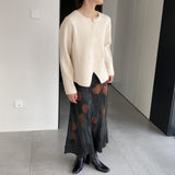 Women Cardigan Sweater Double Breasted Vintage Autumn Cardigan Long Sleeve Sweater Coat Q730