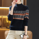 Women Knitted Pullover Turtleneck Sweater Women's Red Short Knitted Top