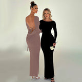 Women Dresses Backless Long Sleeves Dress Autumn Hip Skirt