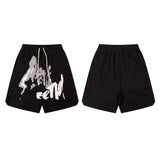 Men Shorts Track Sweatpants Male Hip Hop Loose-Fitting Wide-Leg Short Jumpsuit