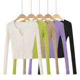 Women Sweater Knitwear V-neck Long-Sleeve Knitwear Spring and Autumn Thin Cardigan Sweater