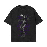 Washed retro cotton t-shirt printed washed old short sleeves
