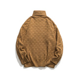 Unisex Sweater Winter Chessboard Plaid Turtleneck Sweater