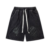 Men Shorts Retro Washed Distressed Shorts Loose Track Pants