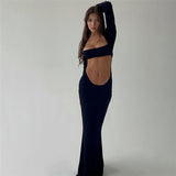 Women Dresses Autumn Sexy Hollow-out Long Dress (Bla0420)