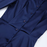 Women Dress Silk-like Matte Satin Shirt Dress